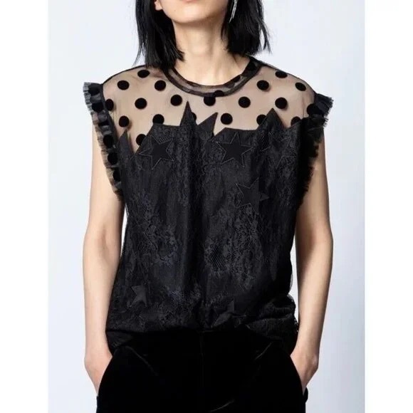 Zadig & Voltaire Tops - Zadig & Voltaire Sheer Black Lace Blouse